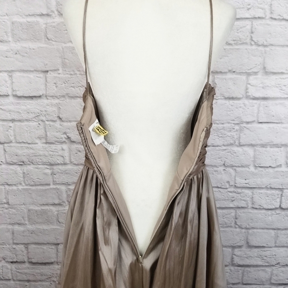 Watters & Watters ruched bodice gold taupe sweetheart neckline gown size 12XL - Picture 8 of 9